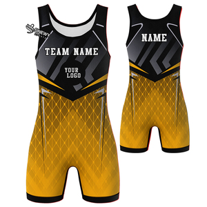 Créez votre propre maillot de lutte personnalisé à impression numérique, léger, respirant, à séchage rapide, ajusté et fin, pour hommes, en spandex/polyester - Product Image 1