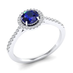 Bague REYES en argent sterling 925 de haute qualité, saphir bleu taille ronde 0,84 carat, certifiée GRA, bijoux fins en moissanite - Product Image 2