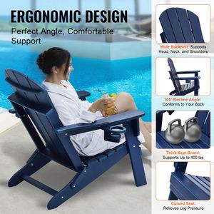 Set di 2 Sedie Adirondack Pieghevoli Portatili per Esterni con Portabicchieri, Resistenti alle Intemperie, per Uso in Spiaggia e Giardino - Product Image 4