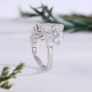 Luxury Pear Emerald Cut Diamond Bridal <b>Ring</b> <b>Sets</b> Unique Tiara Crown Eternity Band Wedding Engagement FineJewelry Gift for Women - Product Image 4