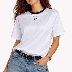 Wholesale Women Oversized Jacquard Texture Premium T Shirt Custom Logo Casual Activewear Tee Private Label Apparel Womens Shirts - Product Image 4