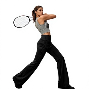 Pantalon de yoga taille haute pour femme, effet push-up, très élastique, sans couture, longueur intégrale, en Spandex/Nylon, tendance TikTok - Product Image 6