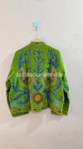 Uzbek <b>Women</b> <b>Velvet</b> Jacket Handmade Floral Embroidery Jacket Inside Cotton Lining Jacket Winter Suzani <b>Coat</b> Blezar - Product Image 2