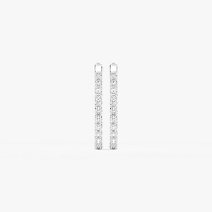 Boucles d'oreilles créoles inversées à griffes en U avec diamant de laboratoire rond 3 carats, en or 10/14/18 carats certifié IGI, bijoux tendance pour femme - Product Image 3