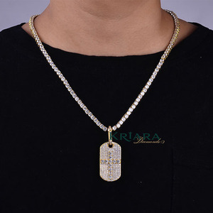 Pendentif en argent 925 plaqué or avec croix en cristal de diamant de laboratoire, style hip-hop, unisexe, pour tous les jours - Product Image 2