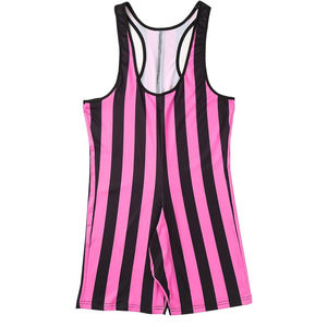 New Arrival High Demand Men's Pink Black Striped Wrestling Singlet Fitted Spandex Polyester Stretch Sports Apparel OEM ODM - Product Image 2