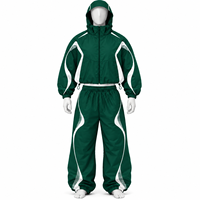 Ensemble survêtement jogging deux pièces en polyester avec veste coupe-vent zippée en nylon et pantalon, personnalisable avec logo, modèle 2026, en vente