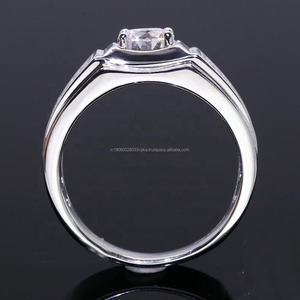 Women's Round Brilliant Cut Moissanite Diamond Engagement <b>Ring</b> 18K Gold Rhodium Plated Pave Setting Iced Out Classic Style - Product Image 4