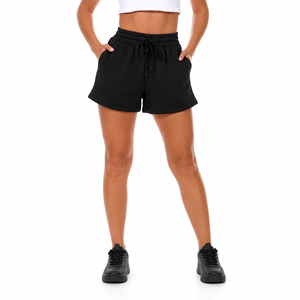 Shorts de Invierno Personalizados para Mujer, Cintura Alta Elástica con Cordón, Forro Polar, Bolsillos Laterales, Ropa Deportiva Informal, Tonos Ricos - Product Image 1