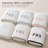 Serviette de Bain Marque Blanche OEM ODM 700 GSM Coton Peigné Boucle Profonde Longue 6 Couleurs de Bordure Monogramme Personnalisé pour Hôtels Vente en Gros