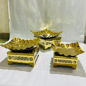 Luxury <b>Gold</b>-Plated Square Metal <b>Serving</b> Platter Set Scalloped Edge Multi-Functional Decorative Fruit Display <b>Tray</b> Contemporary - Product Image 3