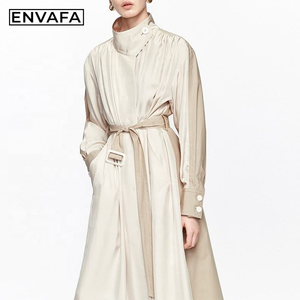 Abrigo Largo de Mujer con Costuras en Contraste, Estilo Gabardina, de Alta Gama, para Primavera y Otoño - Product Image 6
