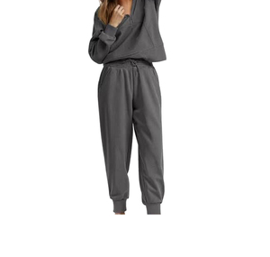 Casual Solid Color With Logo Women's Casual Winter Oversized Tracksuits 2-Piece Set with Zipper Jacket Sportswear - Product Image 1