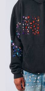 Fabricantes de Ropa con Capucha, Sudadera con Capucha Personalizada de Estilo Urbano, Unisex, Lavado Vintage, con Pedrería para Hombre - Product Image 2