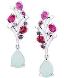 Orecchini a goccia Multi-gemma a grappolo (2 ct. T. w.) in argento Sterling | Macacy's - Product Image 1