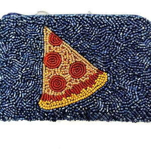 Pochette à monnaie brodée de perles multicolores, couleur blanc et rouge, fabriquée à la main en Inde, par AFZA ENTERPRISES - Product Image 1