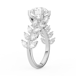 แหวนหมั้นเพชรทรงกลมเจียระไนแบบบริลเลียนท์ 2.8 กะรัต ทองคำแท้ 14K 18K ประดับด้วยใบไม้รูปทรงมาควิส พร้อมแหวนแต่งงานสำหรับผู้หญิง - Product Image 5