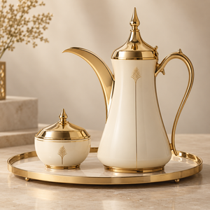 Théière Dallah avec accents dorés, ensemble café et thé de style moyen-oriental pour le thé de l'après-midi - Product Image 1