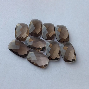 Natural Smoky Quartz Rectangle <b>Cushion</b> Briolette Checker Cut Calibrated Gemstone, for Jewelry Making All Sizes Available - Product Image 4