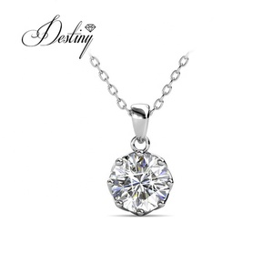925 Sterling Silver Daisini Embellished with Swarovski Crystals Fashion Custom <strong>Lily</strong> Pendant <strong>Necklace</strong> for Woman - Product Image 1
