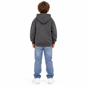 Sweat à capuche zippé en polaire pour garçons, motif Halloween (Maison hantée, Citrouille, Chauve-souris, Lune), couleur anthracite, style décontracté, pour l'hiver, vente en gros, OEM ODM personnalisé - Product Image 6