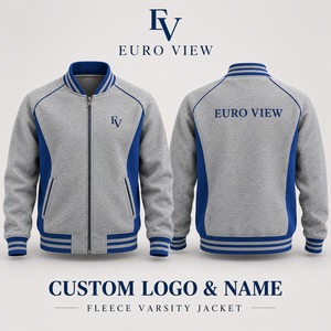 Chaqueta Varsity Euro View Personalizada con Capucha de Forro Polar, Cortavientos, con Bloques de Color y Cierre de Cremallera para Hombre - Estilo Vintage - Product Image 1