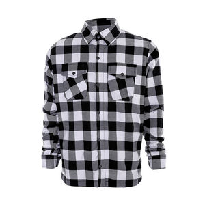 Men Plaid Flannel Shirt Long Sleeve Knitted Cotton Casual Workwear Motorcycle Riding Outerwear - Product Image 1