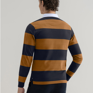 High Quality Full Sleeve Custom Rugby Shirts Breathable Customized Logo Teamwear Striped Men's Rugby Polo Shirts - Product Image 5
