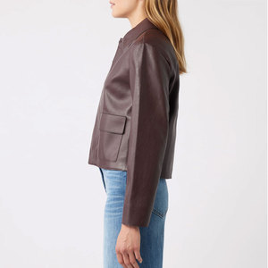 New Fashion Custom Winter 100% Genuine Leather Breathable Women's Cropped Quilted Leather Jackets For Sale - Product Image 4