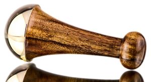 Kansa Metal Wand Massager for Face/Body/Foot/Neck Double-Sided Bronze Caps Wooden Handle Manual-<b>Wired</b> <b>Control</b>-Craft Emporium - Product Image 6