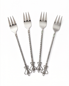 Ensemble de fourchettes de service en acier inoxydable, finition miroir, style classique, métal argenté, pour les occasions de mariage - Product Image 1