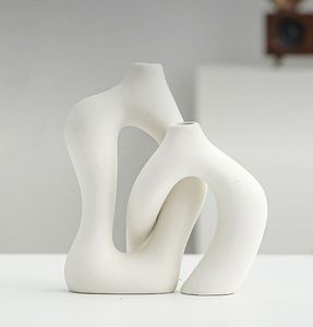 Abstract Ceramic Sculpture Irregular Shape Handmade Minimalist Art Decor for Living Room Tabletop White - Product Image 1