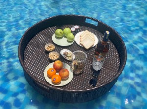 AC00033 Bandeja de Té Flotante Redonda de Metal Marrón Moderna y de Lujo, Directo de Fábrica en Vietnam, para Hoteles, Villas y Piscinas - Product Image 4