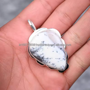 Colgante de ópalo de dendrita Natural, colgante de piedras preciosas de plata de ley sólida 925, colgante de joyería hecho a mano de ópalo de dendrita para Her-Him - Product Image 1