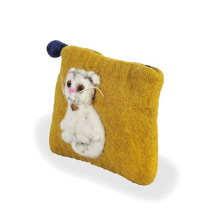 ทำด้วยมือในเนปาลผู้หญิงกระเป๋าสตางค์ของผู้หญิงที่ทำจากขนสัตว์นิวซีแลนด์ดีไซน์แมวที่มีเสน่ห์น่าดึงดูดและทันสมัย - Product Image 3