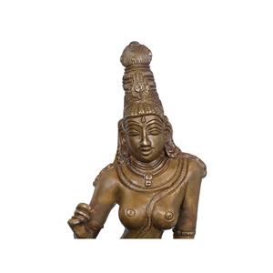 Hermosa estatua de latón de 9 pulgadas de la diosa Uma Parvati Diosa sentada con elegante producto de escultura de borde de escritorio - Product Image 2