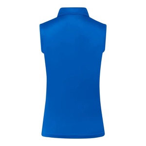 Haut de sport décontracté sans manches pour femme, en jersey tricoté extensible bleu uni, respirant et ajusté - Product Image 2