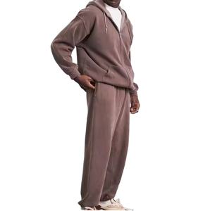 Survêtements pour hommes en gros personnalisés, lavage à l'acide, haute qualité, surdimensionnés, fermeture éclair intégrale, lavage à l'acide, survêtement évasé pour hommes - Product Image 5