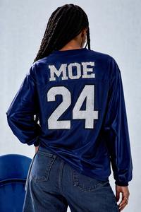 Maillot de football personnalisé à manches longues avec lettres en strass, haut athlétique en maille, streetwear oversize, fournisseur de maillots de football américain - Product Image 3