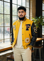 Chaquetas Varsity Personalizadas al por Mayor para Hombre, Diseño de Parches con Logotipo Frontal, Alta Calidad, Invierno, Personalizables