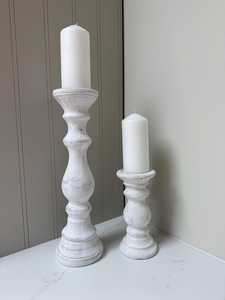 Juego de 2 Portavelas Artesanales de Madera, Forma Redonda, Decoración para el Hogar, Acabado Natural, Color Blanco - Product Image 3