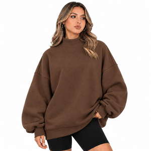 Women’s <b>Mock</b> Neck Sweatshirt Casual Fleece Pullover Top Long Sleeve Casual Wear Soft Comfortable Design Everyday Relaxed Fit - Product Image 2
