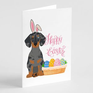 Whimsical A7 tamaño 5x7 negro Dapple Dachshund Pascua tarjetas de felicitación Paquete de 8 tarjetas de nota en blanco con sobres - Product Image 1