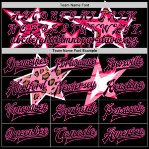 Custom Pink Star Leopard Print Varsity <b>Jacket</b> <b>Men</b> Plus Size Casual Autumn Black Polyester Front Logo Turn-down Collar - Product Image 5