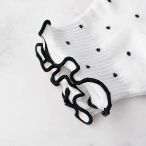Daily Wear <b>Women's</b> Ankle <b>Socks</b> Ruffle Cuff Polka Dot Cute Style Soft ODM Wholesale Cotton Breathable Custom - Product Image 2