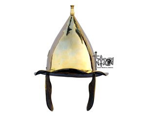 หมวกนักรบกรีกโบราณทำจากทองเหลืองแบบ Boeotian Attic  ชุดเกราะ Pilos Hoplite  งานศิลปะยุคกลาง ของสะสม ทองเหลืองขนาด 18 เกจ - Product Image 4