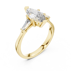 แหวนเพชรทรงมาร์คีส์ เพชรเลี้ยงในห้องปฏิบัติการ ทองคำแท้ 14K 18K ทรงเรียว ประดับเพชรข้างทรงบาแกตต์ รับรองโดย IGI DEFVVS น้ำหนักรวม 1.40 กะรัต ชุบโรเดียม - Product Image 3