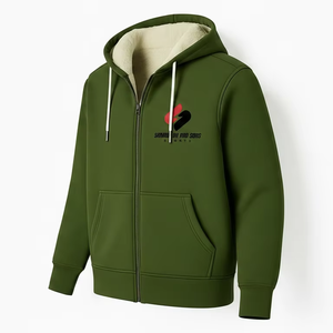 Sudadera con capucha para hombre, de algodón grueso, corte regular, informal, cortavientos, ecológica, con cremallera completa, personalizable - Product Image 3