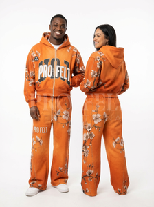 OEM ODM Personnalisé Hiver Imprimé Floral 100% Coton Streetwear Respirant Double Couche Sweat à Capuche Pantalon de Survêtement Ensembles de Survêtements - Product Image 6