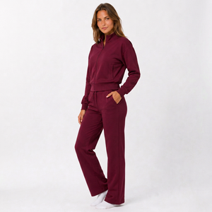 Conjunto Deportivo de Invierno para Mujer, Marca Privada, 100% Algodón, Lavado Ácido, con Logotipo Personalizado, MOQ Bajo para Minoristas de Ropa Deportiva en EE. UU. - Product Image 1